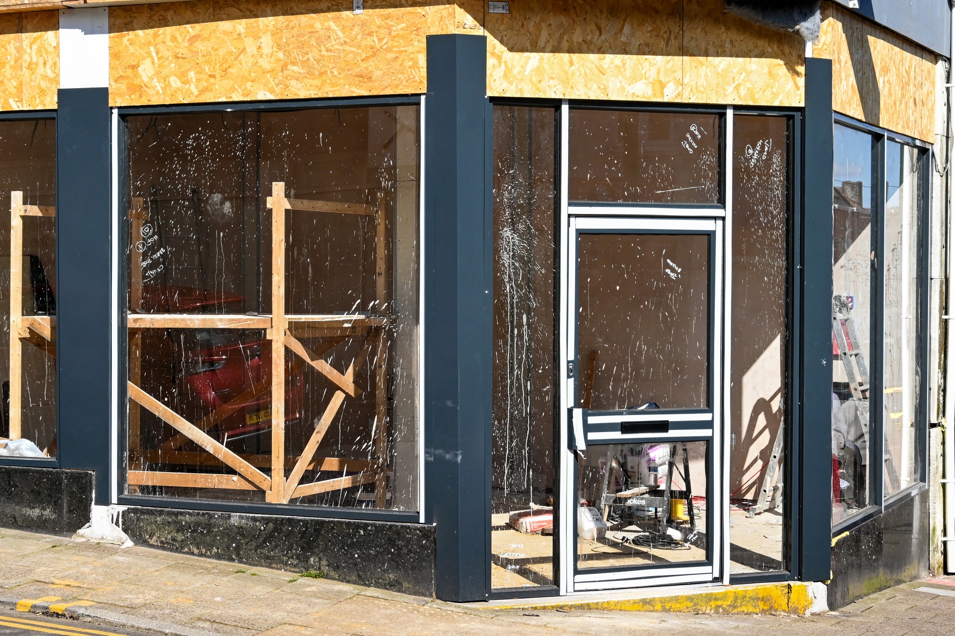 Shop in a town centre being renovated